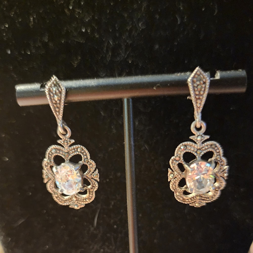 Elegant Silver Crystal Drop Earrings
